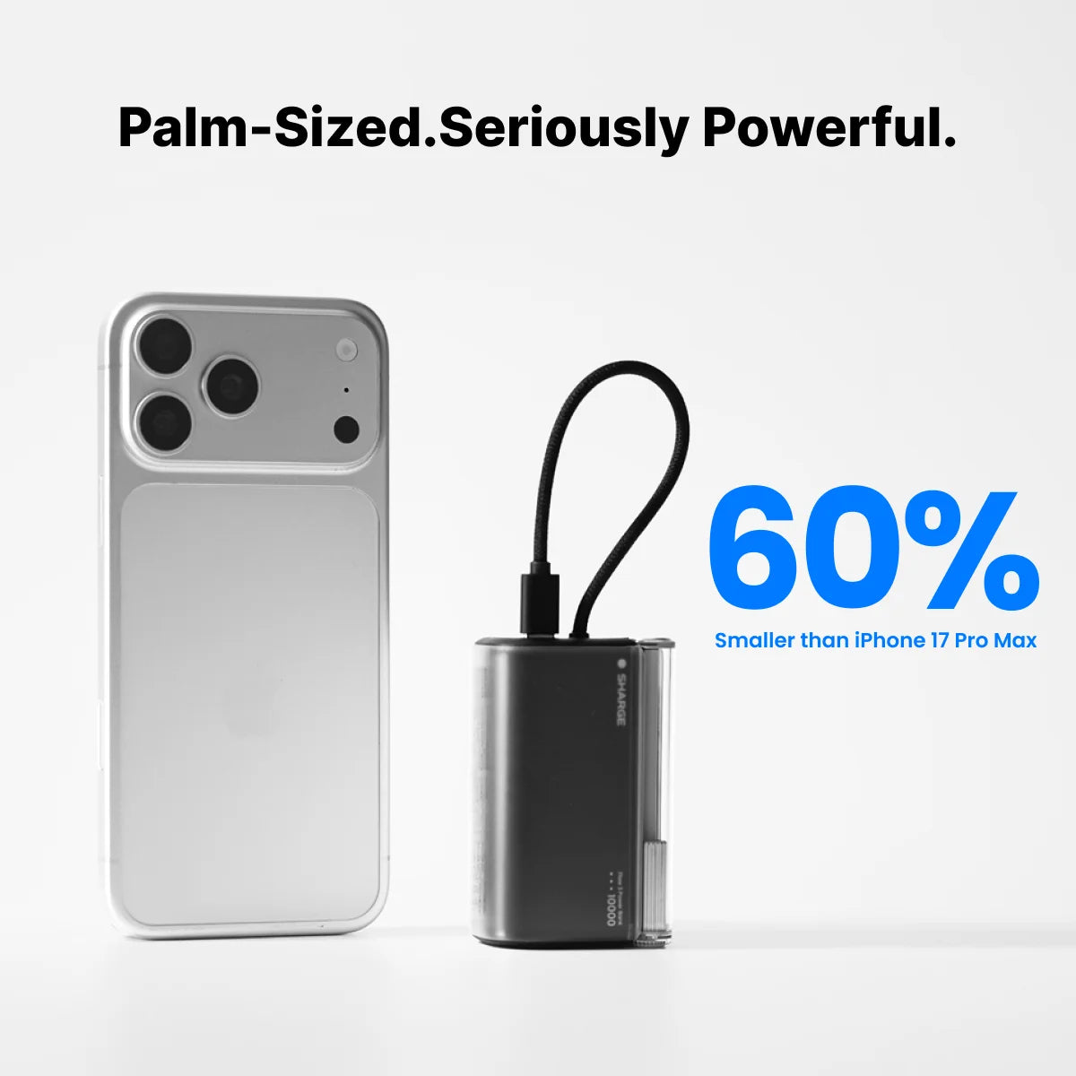 SHARGE Portable Charger 10000mAh 45W Power Bank Built-in USB-C Cable Fast Charging Battery Pack Travel Essential Phone Battery