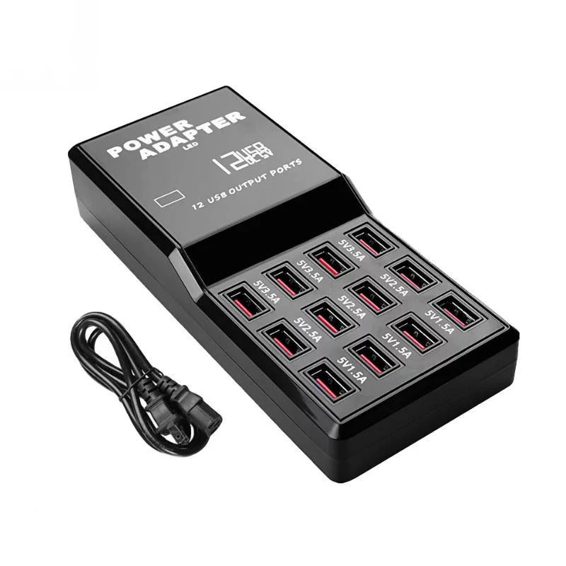 Portable 12 Ports 5V 1.5A-3.5A Travel Desktop USB Charger Hub Multi USB Charging Station For Mobile Phone Tablet US EU AU Plug