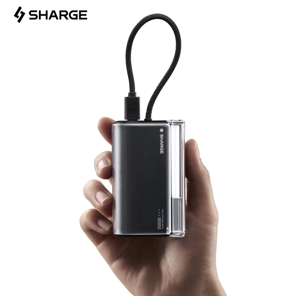 SHARGE Portable Charger 10000mAh 45W Power Bank Built-in USB-C Cable Fast Charging Battery Pack Travel Essential Phone Battery